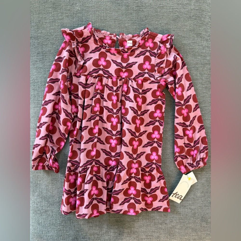 Tea Collection Pink and Brown Floral Dress